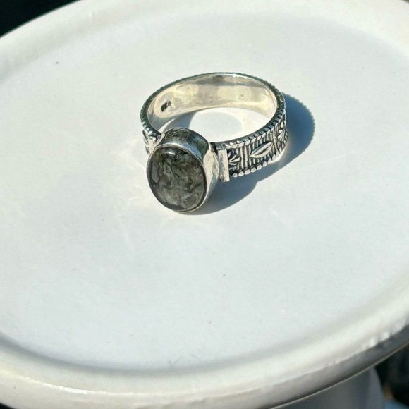 Lianite and solid 925 sterling silver ring - Picture 10 of 13